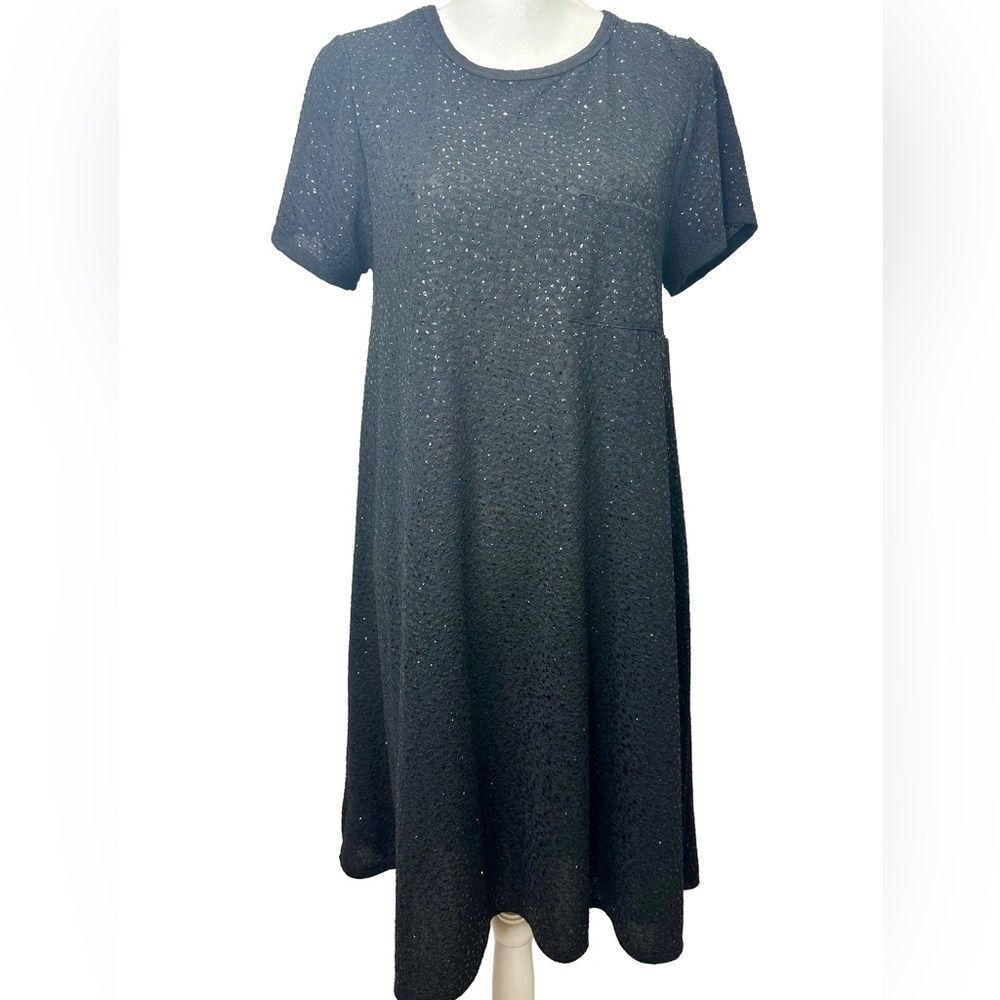 LuLaRoe Carly Swing dress black sequin pocket high low midlength Size M NWT